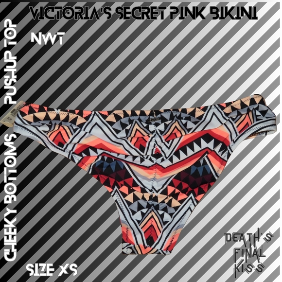 PINK Victoria's Secret sexy abstract geometric skimpy Cheeky bikini push up XS - Picture 5 of 9